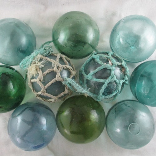 6 Net Patterned Alaska Beach Combed Japanese Glass Floats Etsy