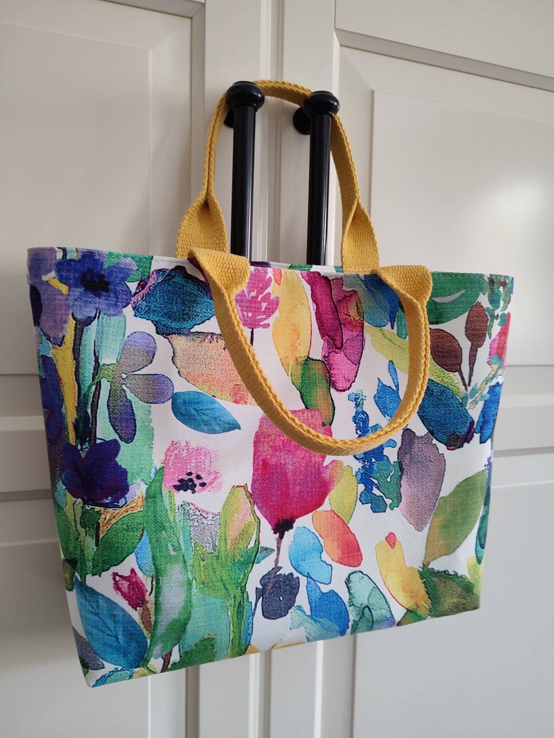 Colorful Summer Handbag Lightweight Flowers Fabric Tote Bag 