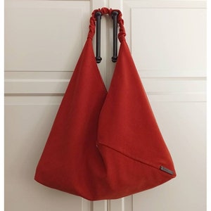 Burnt Orange Origami Bag: Minimalist Shoulder Bag with Pockets