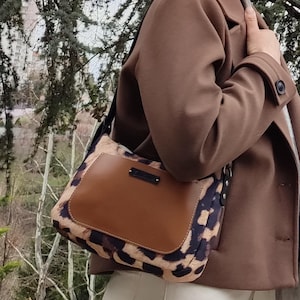 Leopard Print Shoulder Bag, Animal Print Purse, Lightweight Small Handbag With Leather Strap