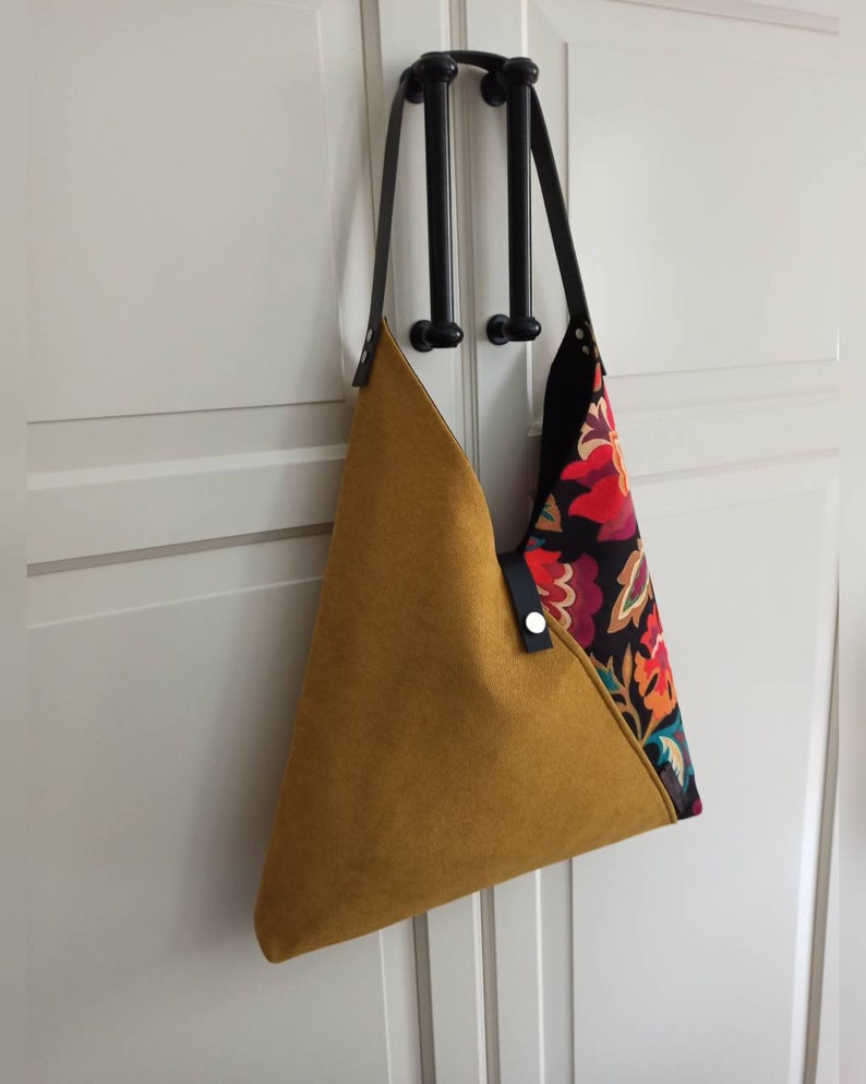 Floral Hobo Bag Japanese Bag Mustard Japanese Tote Shoulder Etsy