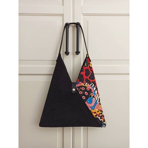 Herringbone Hobo Bag, Dark Gray Japanese Tote, Shoulder Bag