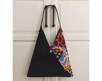 Black Safari Hobo Bag: Japanese Origami Shoulder Bag