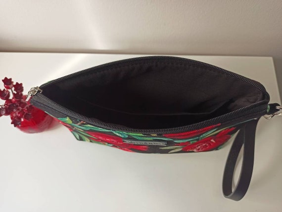 Pomegranate Women Wristlet Handbag Clutch Bag Everyday Black Purse Casual Zipper Pouch Handmade Birthday Gift For Mom Sister Etsy