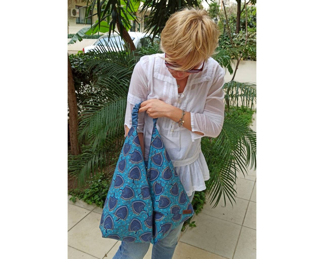 Blue Japanese Origami Bag Leaf Bag Stylish Women Hobo Bag - Etsy
