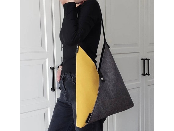 Mustard Hobo Bag With Leather Strap Yellow Japanese Triangle Bag Stylish Origami Tote Bag One Handle Purse for Women Azuma Bag Etsy Canada