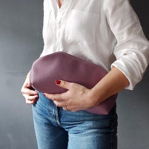 Minimalist Genuine Leather Clutch Bag, Elegant Evening Purse, Tan - Black - Purple - Ivory White - Navy Leather Cloudy Handbag, Gift For Her