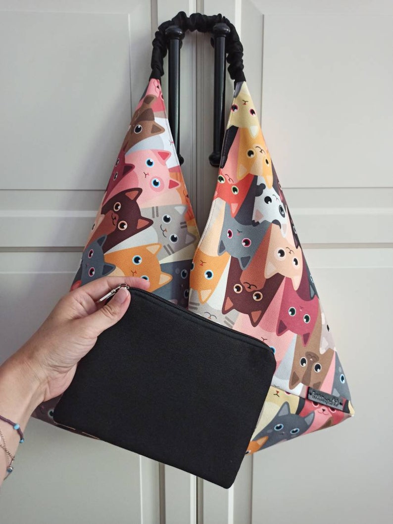Cats Bag Japanese Origami Bag Bento Bag Cat Purse Summer Etsy