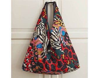 Safari Print Origami Bag: Colorful Japanese Shoulder Tote