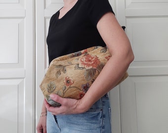 Mustard Beige Dumpling Clutch Bag Gobeline Chenille Cloud Handbag Shoulder Crossbody Everyday Carry Purse Handmafe Gift For Her