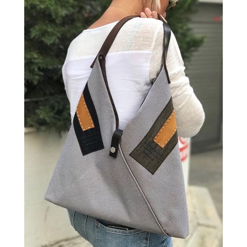 Blue Hobo Bag Light Blue Origami Bag Japanese Tote Bag Etsy