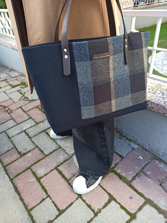 Plaid Pattern Denim Shoulder Bag