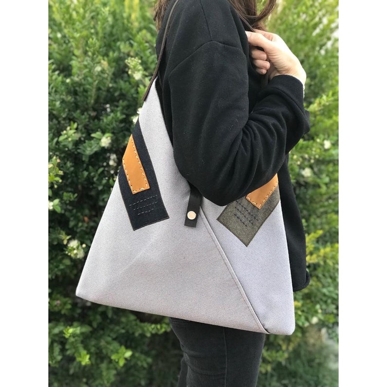 Blue Hobo Bag Light Blue Origami Bag Japanese Tote Bag Etsy