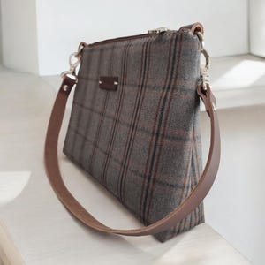 Bolso de hombro a cuadros grises, elegante bolso cruzado para uso diario, monedero con cremallera, bolso informal para mujer, regalo de Navidad