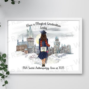 Personalisierte Zauberer Schulabschluss Print | Zauberer Schule Druck | Abschlussdruck | Schwester Print | Tochter Druck | BFF Druck