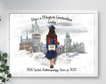 Personalised Wizard School Graduation Print | Wizard School Print | Graduation Print | Sister Print | Daughter Print | BFF Print