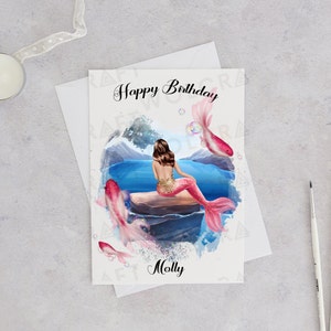 Personalised Mermaid Birthday Card | Mermaid Card | Personalised Birthday Card | Sister Gift | 16th, 18th, 21st, 30th Birthday Card