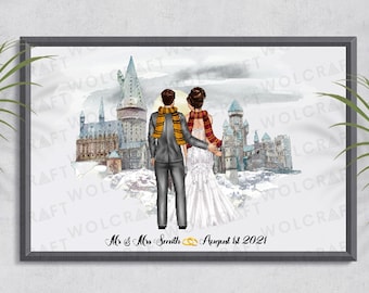 Digital Personalised Wizard School Wedding Print | BFF Gift | Magic School Print | Wedding Print | Wedding Gift
