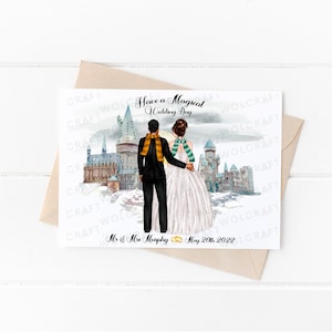 Tarjeta de boda de la escuela de magos personalizada / Regalo de mejores amigos / Tarjeta de la escuela de magia / Tarjeta de boda / Regalo de boda