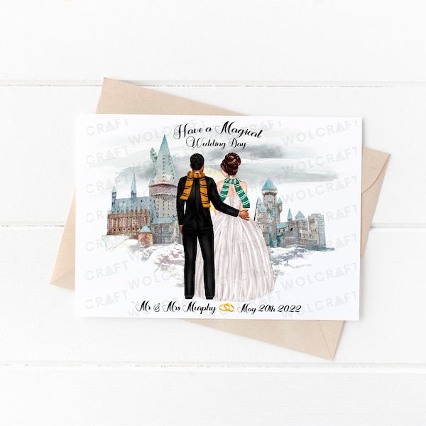 Personalised Wizard School Wedding Card | BFF Gift | Magic School Card | Wedding Card | Wedding Gift