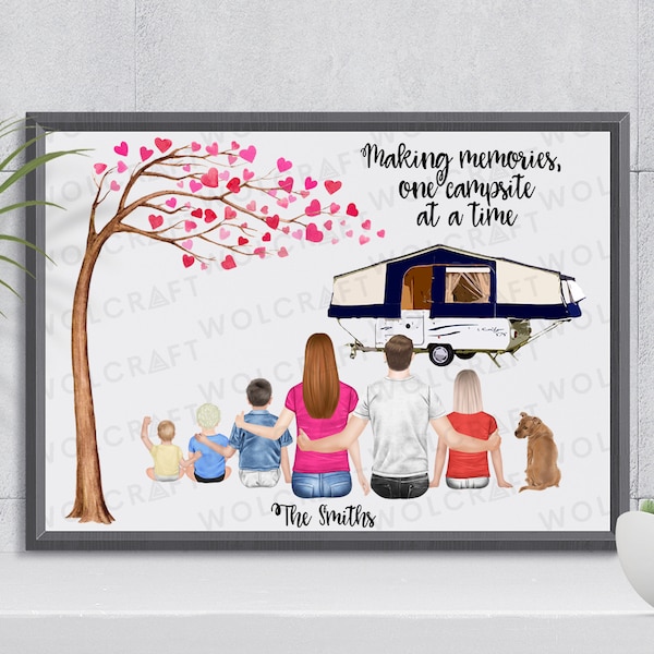 Personalised Camping Print | Family Print | Personalised Print | Personalised Gift | A4 Print | Framed Print | Unframed Print