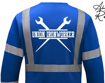 Ironworker Reflective Long Sleeve | Union Ironworker Gear | Welding T-shirt | Proud Ironworker T-shirt | Mens T-shirt | Construction Shirt |