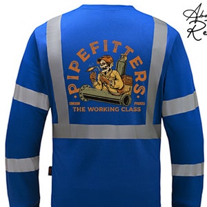 Pipefitter Safety Reflective Long Sleeve | Pipefitter Gear | Pipefitter T-shirt | Proud Pipefitter T-shirt | Mens T-shirt | Plumber Shirt |