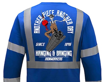 Ironworker Reflective Long Sleeve | Union Ironworker Gear | Welding T-shirt | Proud Ironworker T-shirt | Mens T-shirt | Construction Shirt |