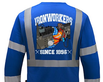 Ironworker Reflective Long Sleeve | Union Ironworker Gear | Welding T-shirt | Proud Ironworker T-shirt | Mens T-shirt | Construction Shirt |