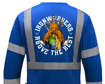 Ironworker Reflective Long Sleeve | Union Ironworker Gear | Welding T-shirt | Proud Ironworker T-shirt | Mens T-shirt | Construction Shirt |