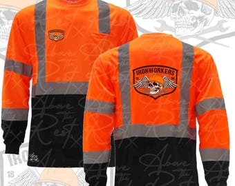 Ironworker Reflective Long Sleeve | Union Ironworker Gear | Welding T-shirt | Proud Ironworker T-shirt | Mens T-shirt | Construction Shirt |