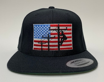 Lineman Snapback Hat | Union Lineman | Lineworker | Union Electrician | Construction Hat | Mens Hat | Blue Collar Hat | Electrician Hat
