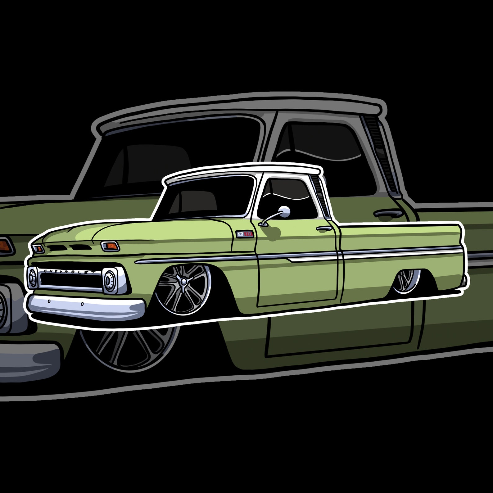 C10 green truck sticker classic trucks C10 life Chevy Etsy