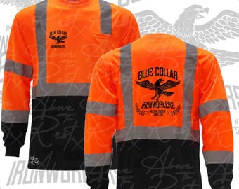 Ironworker Reflective Long Sleeve | Union Ironworker Gear | Welding T-shirt | Proud Ironworker T-shirt | Mens T-shirt | Construction Shirt |