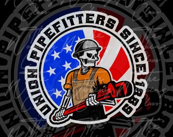 Pipefitter Sticker | Union Pipefitter Sticker | Pipefitter Gear | Welding Gear | Car Decal | Plumber Sticker | Vinyl Sticker | Blue Collar