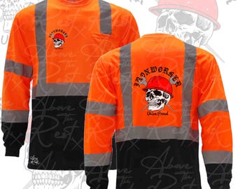 Ironworker Reflective Long Sleeve | Union Ironworker Gear | Welding T-shirt | Proud Ironworker T-shirt | Mens T-shirt | Construction Shirt |