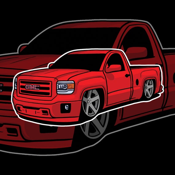 Red GMC Single Cab Sticker. GMC Truck Sticker Trokiando Etsy