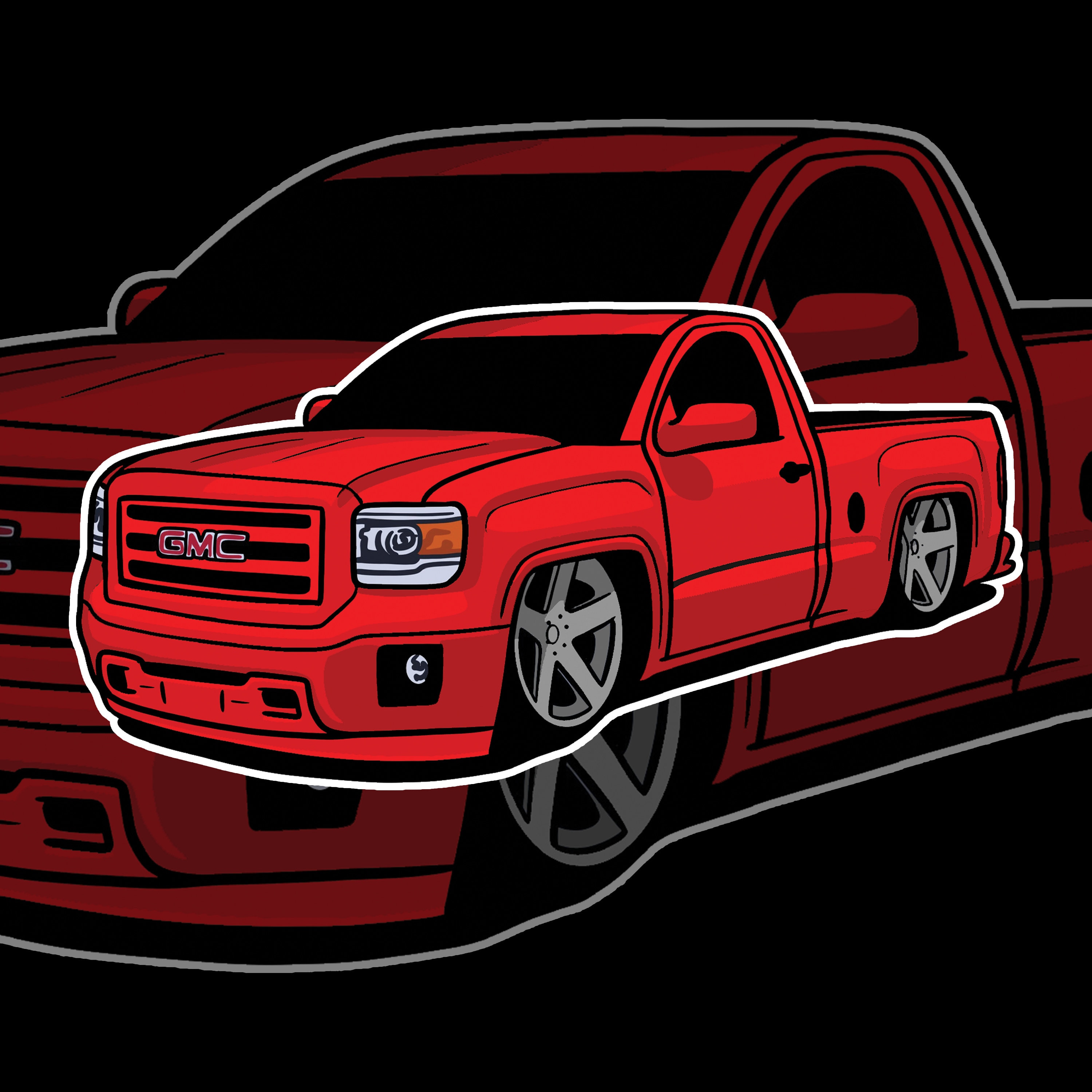 Pegatina roja gmc de cabina única. Gmc Truck Sticker Etsy