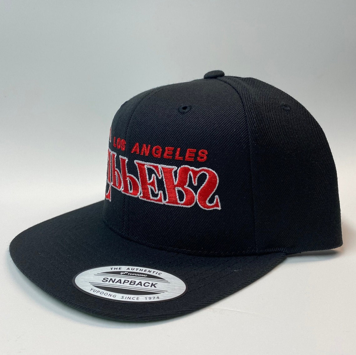 LA Los Angeles UPSIDE DOWN Black Yupoong Snapback hat Etsy