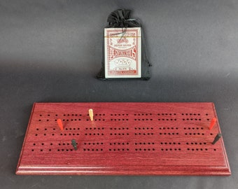 Wood Cribbage Board for 2 or 3 Players, Hardwood, Handcrafted