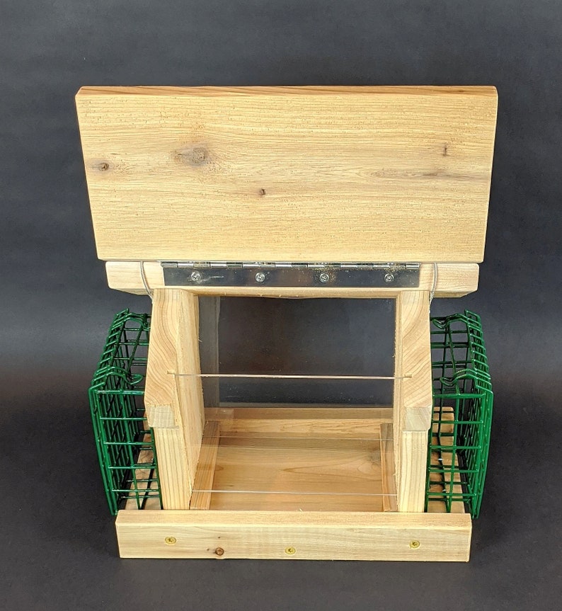 Hanging Bird Feeder with Dual Suet Baskets and Hinged Roof Etsy