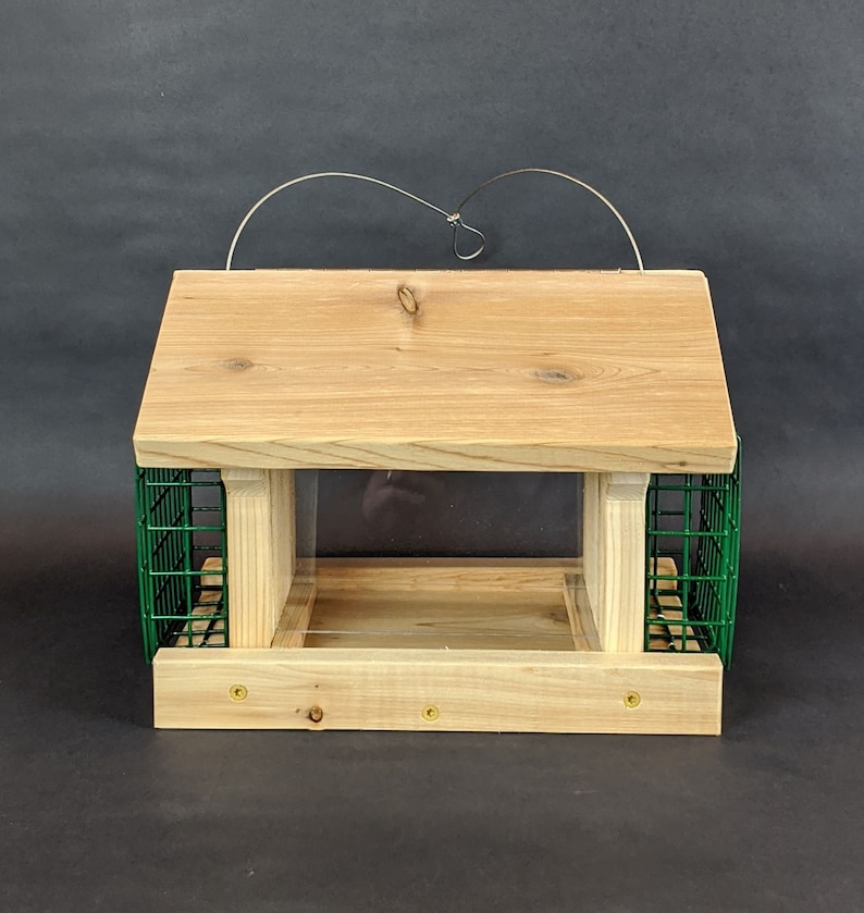 Hanging Bird Feeder with Dual Suet Baskets and Hinged Roof Etsy