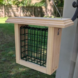 Suet Feeder, Cedar, For Standard Suet Cakes, Attract Woodpeckers, Nuthatches and More! Natural