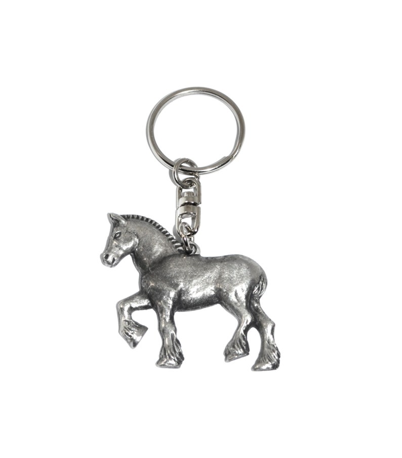 English Pewter Horse Head Keyring in Gift Pouch