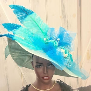 Aqua Church Hat - Etsy display picture 1