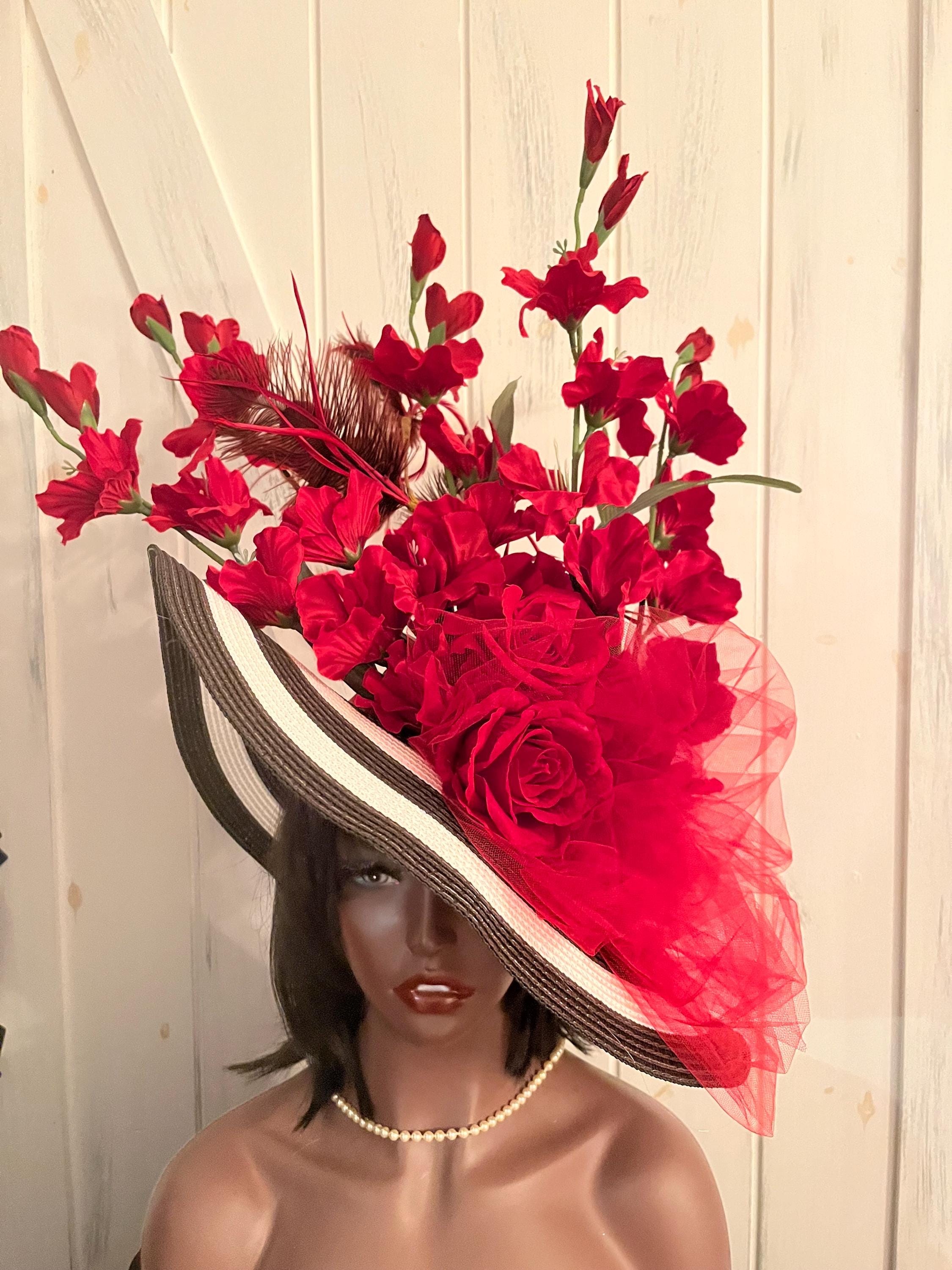 Red Rose Derby Hat - Etsy display picture 1