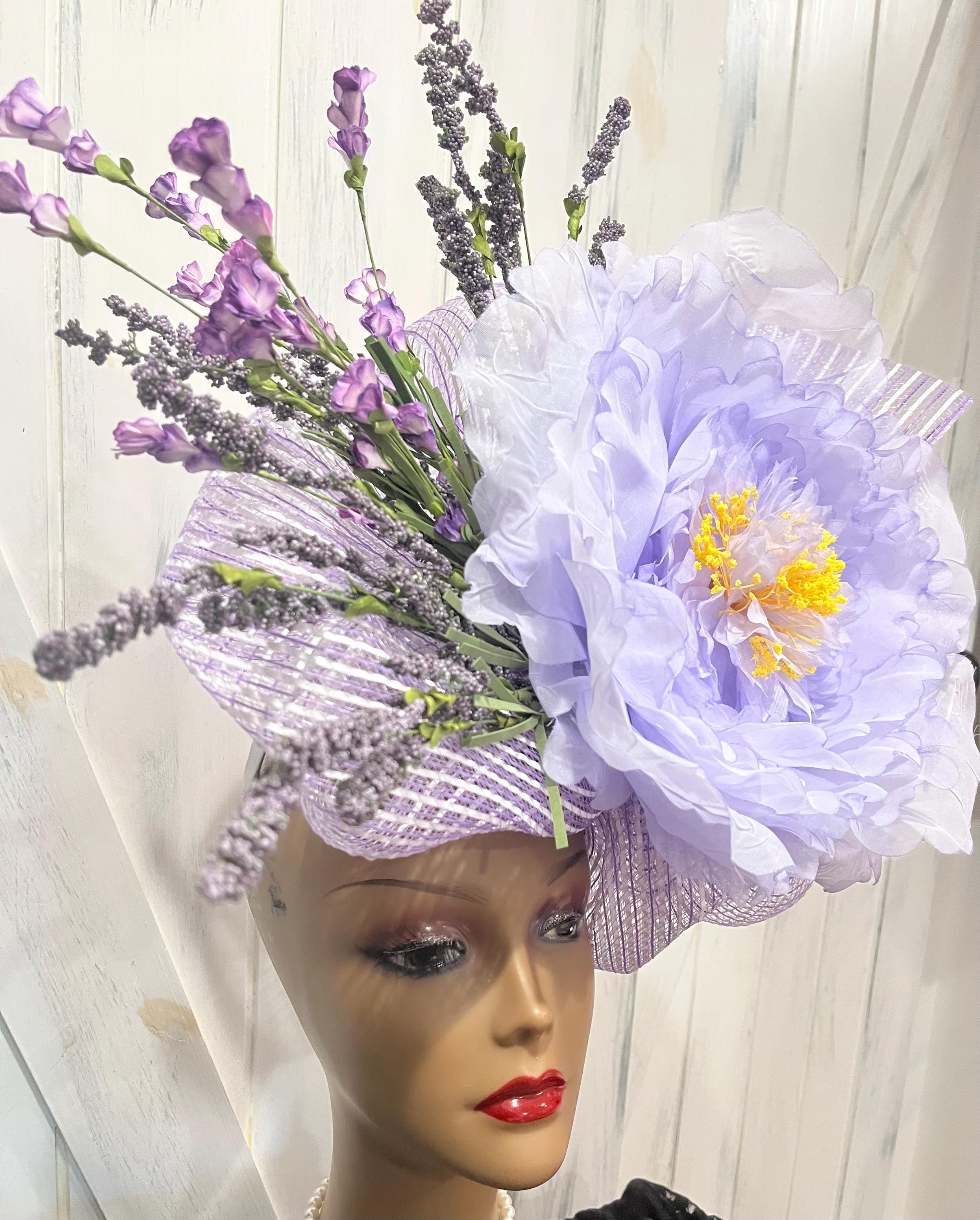 Lavender Color Hat Special Occasion Bow Flower Lavender Flower Fascinator Hats - Etsy main image 3