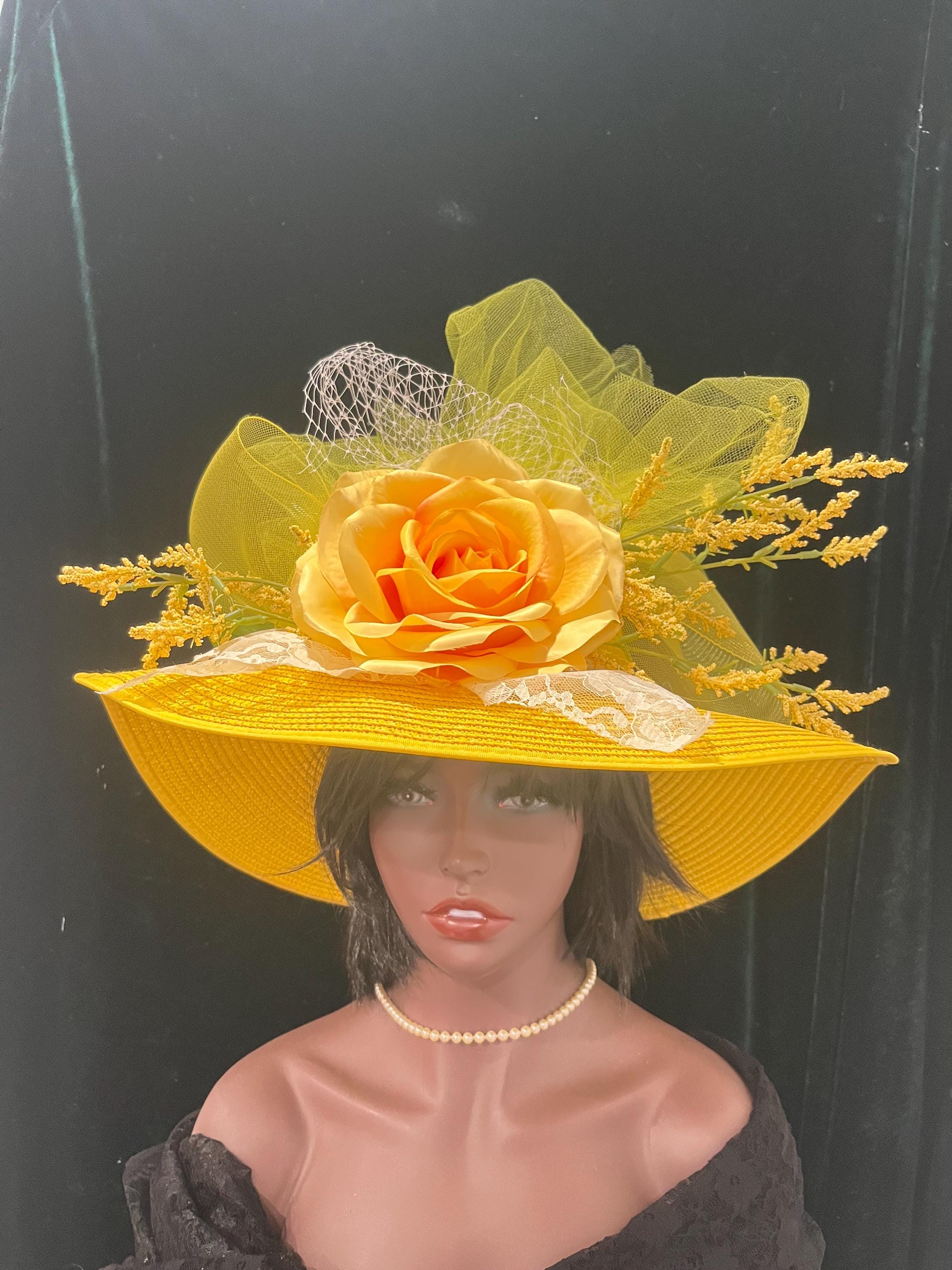 Vintage Wide Brim Church/Derby Hat w Mesh Bow & Flower LADIES RED WIDE BRIM DRESSY CHURCH DERBY HAT W/MESH BAND  main image 4
