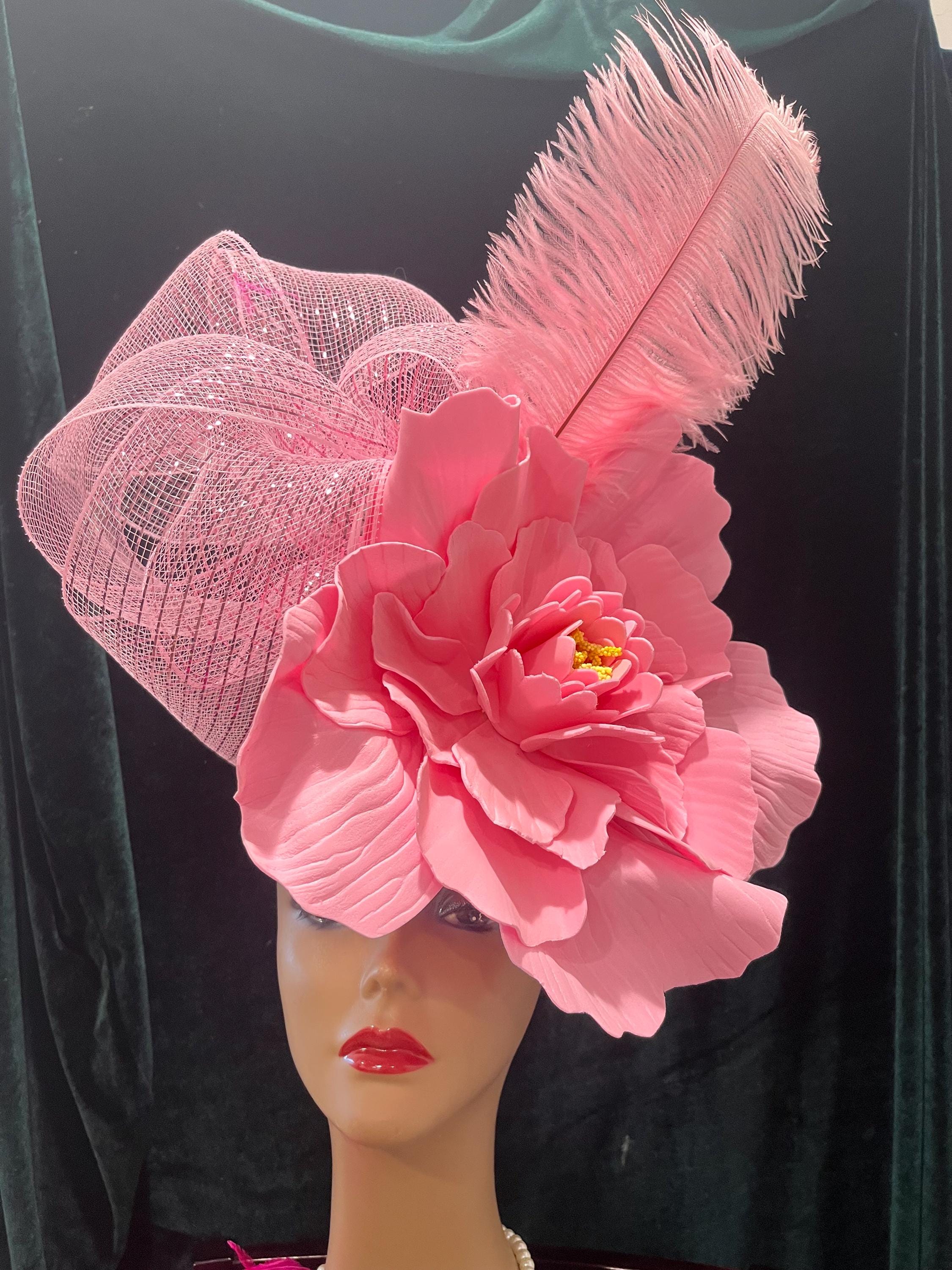 Oversized Statement Classic Pink Bow Headband Fascinator Kentucky Derby Oaks Is this really (really) big hat at the Kentucky Oaks easy to  main image 4