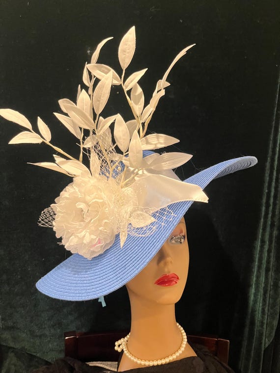 Church Lady Derby Hat Blue Floral M - Lg Glitter Z&X Womne main image 4